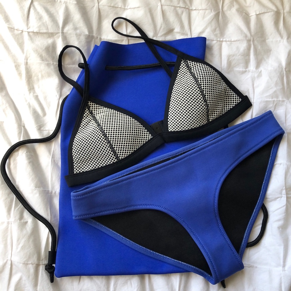 Triangl Swimwear Blue and Black Bikini Set